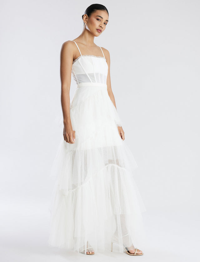 Gardenia Oly Tulle Evening Gown | Dresses | BCBGMAXAZRIA MT02D17E-GAR-0