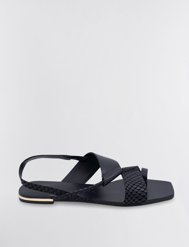 Black Marlin Flat Sandal | Shoes | BCBGMAXAZRIA MX2MAR01-001-M050