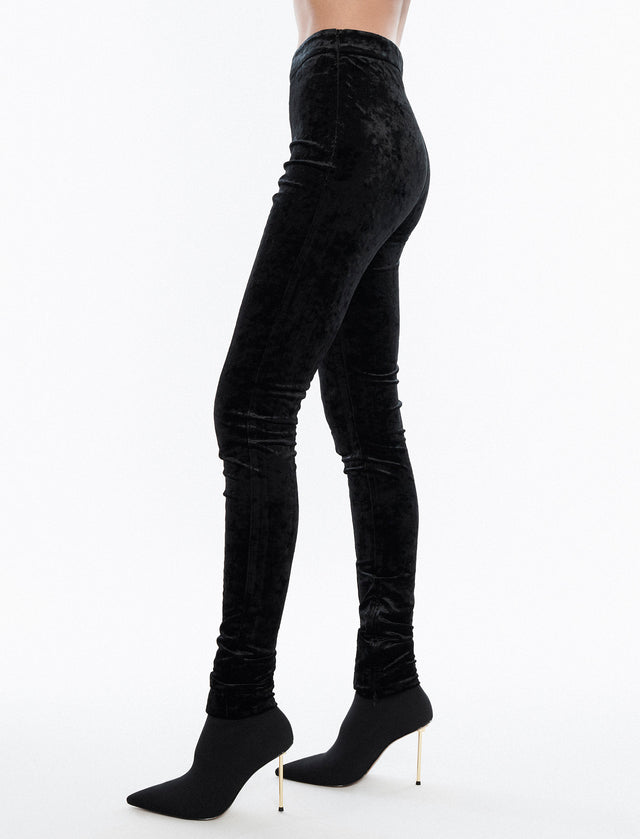 Black Ruched Velour Legging | Bottoms | BCBGMAXAZRIA 23FRP102PL12-NA-36