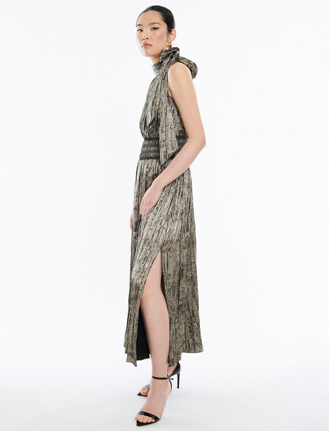 Gold Xenia Halter Dress | Dresses | BCBGMAXAZRIA 2YX5D66E-ANO-XXS