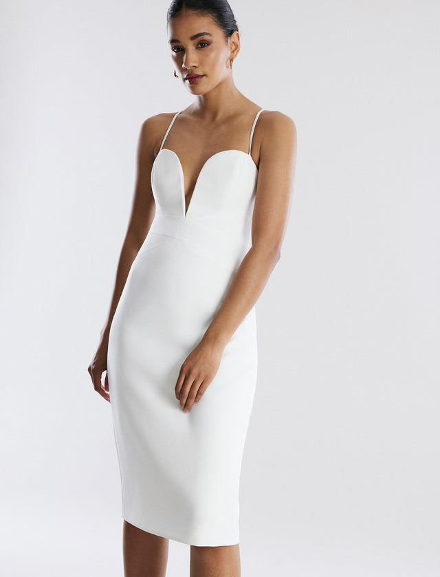 Off White Kynlee Midi Dress | Dresses | BCBGMAXAZRIA MY05D01E-OFF-0