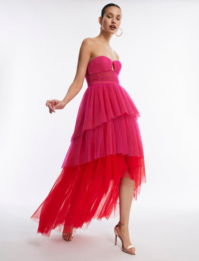 Flora High-Low Tulle Gown | Dresses | BCBGMAXAZRIA MY07D10E-RAS-0