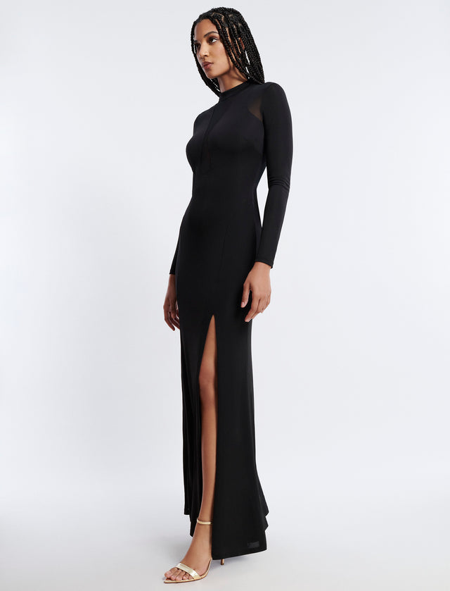 Marlo Illusion Gown | Dresses | BCBGMAXAZRIA MYX5D22E-BLK-XXS